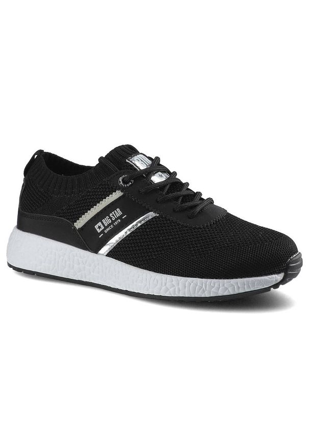Big-Star - Czarne Sneakersy Big Star Damskie Półbuty Lekkie. Zapięcie: sznurówki. Kolor: czarny. Materiał: materiał. Szerokość cholewki: normalna. Sport: fitness