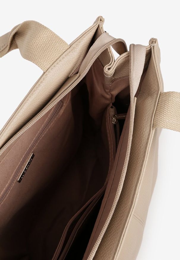 Renee - Ciemnobeżowa Duża Torebka Shopper Tote z Regulowanym Paskiem Sorielleza. Kolor: beżowy. Sezon: lato. Rozmiar: duże. Styl: casual. Rodzaj torebki: na ramię