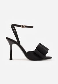 Born2be - Czarne Eleganckie Sandały na Szpilce z Ozdobną Aplikacją z Kokardą Lorena. Okazja: na ślub cywilny, na wesele. Kolor: czarny. Wzór: aplikacja. Sezon: lato. Obcas: na szpilce. Styl: elegancki #6