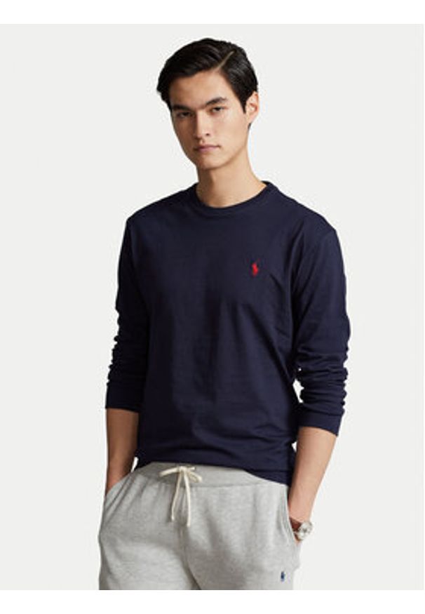 Polo Ralph Lauren Longsleeve Classics 710671468024 Granatowy Slim Fit. Typ kołnierza: polo. Kolor: niebieski. Materiał: bawełna. Długość rękawa: długi rękaw