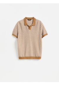 Reserved - Strukturalny sweter polo - inny. Typ kołnierza: polo. Materiał: bawełna, dzianina #1