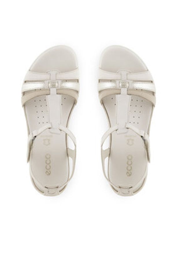 ecco - ECCO Sandały Flash T-Strap Sandal 24087360729 Beżowy. Kolor: beżowy. Materiał: skóra