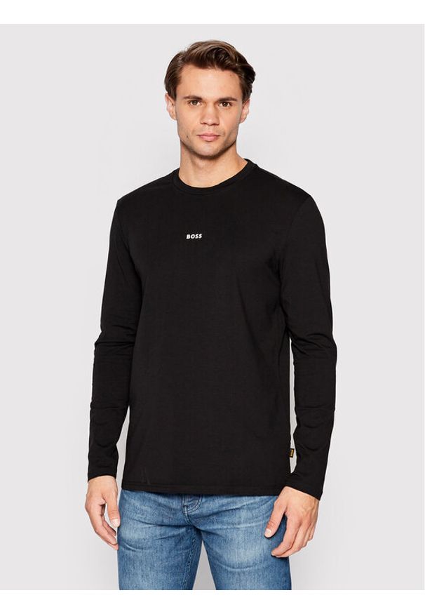 BOSS - Boss Longsleeve Tchark 50473286 Czarny Regular Fit. Kolor: czarny. Materiał: bawełna. Długość rękawa: długi rękaw