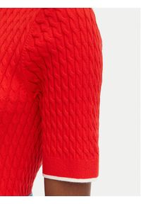 TOMMY HILFIGER - Tommy Hilfiger Sweter Fine Gg Cable Boat WW0WW50103 Czerwony Regular Fit. Kolor: czerwony. Materiał: bawełna #3