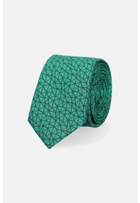 Lancerto - Krawat Zielony Wzór Geometryczny. Kolor: zielony. Materiał: poliester. Wzór: geometria