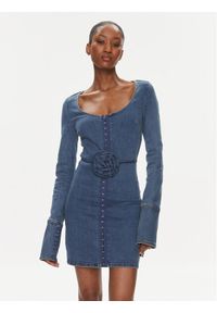ROTATE Sukienka jeansowa 1119351826 Niebieski Slim Fit. Kolor: niebieski. Materiał: bawełna