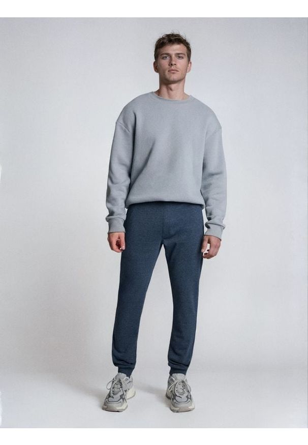 Sinsay - Spodnie jogger slim fit - granatowy. Kolor: niebieski