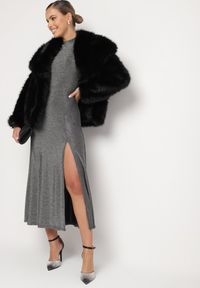 Born2be - Srebrna Sukienka z Wiskozą Ozdobiona Brokatem w Eleganckim Stylu Werirra. Okazja: na imprezę. Kolor: srebrny. Materiał: wiskoza. Wzór: aplikacja. Styl: elegancki #5