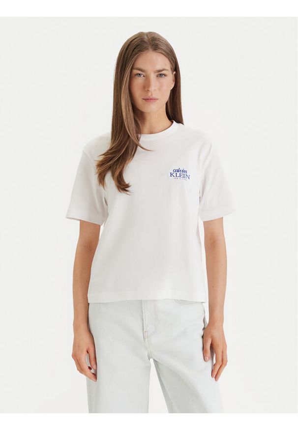 Calvin Klein Jeans T-Shirt LV047F801G Biały Boxy Fit. Kolor: biały. Materiał: bawełna