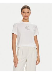 Calvin Klein Jeans T-Shirt Outlined J20J224791 Biały Regular Fit. Kolor: biały. Materiał: bawełna #1