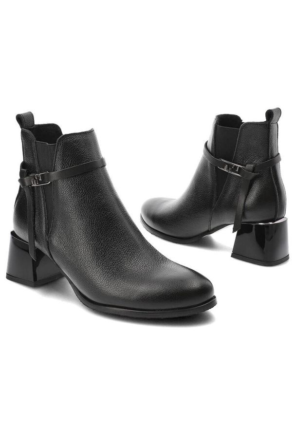 Czarne Botki Lemar Modne Buty Damskie. Okazja: na co dzień. Kolor: czarny. Materiał: materiał. Styl: casual, klasyczny