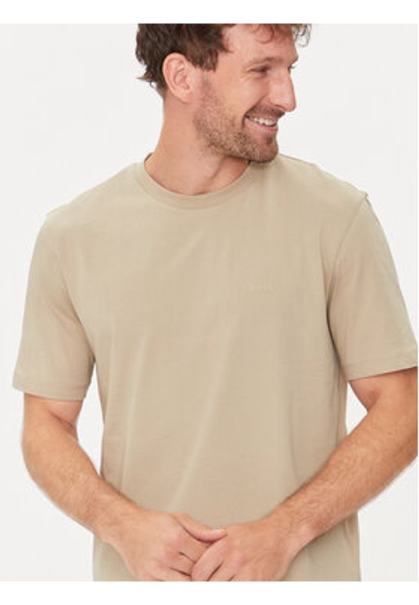 BOSS - Boss T-Shirt Thompson 01 50468347 Beżowy Regular Fit. Kolor: beżowy. Materiał: bawełna