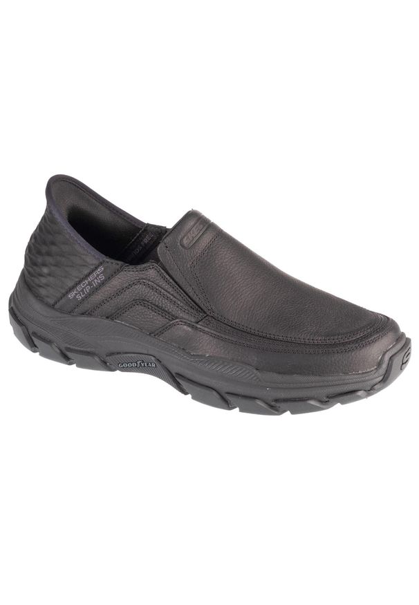 skechers - Buty sportowe Sneakersy męskie, Slip-Ins Respected - Elgin. Kolor: czarny. Model: Skechers Sport. Sport: bieganie, turystyka piesza