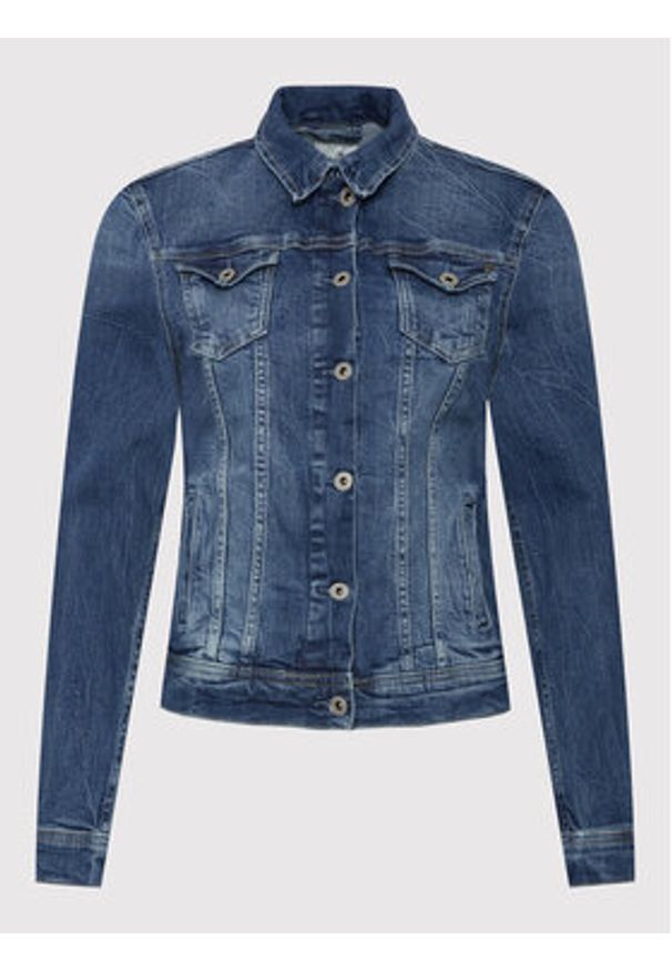 Pepe Jeans Kurtka jeansowa Thrift PL402011 Niebieski Regular Fit. Kolor: niebieski. Materiał: bawełna