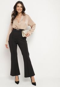 Born2be - Czarno-Beżowy Elegancki Kombinezon z Kopertową Górą i Szerokim Dołem Boleeti. Okazja: na co dzień. Kolor: czarny. Styl: elegancki #7