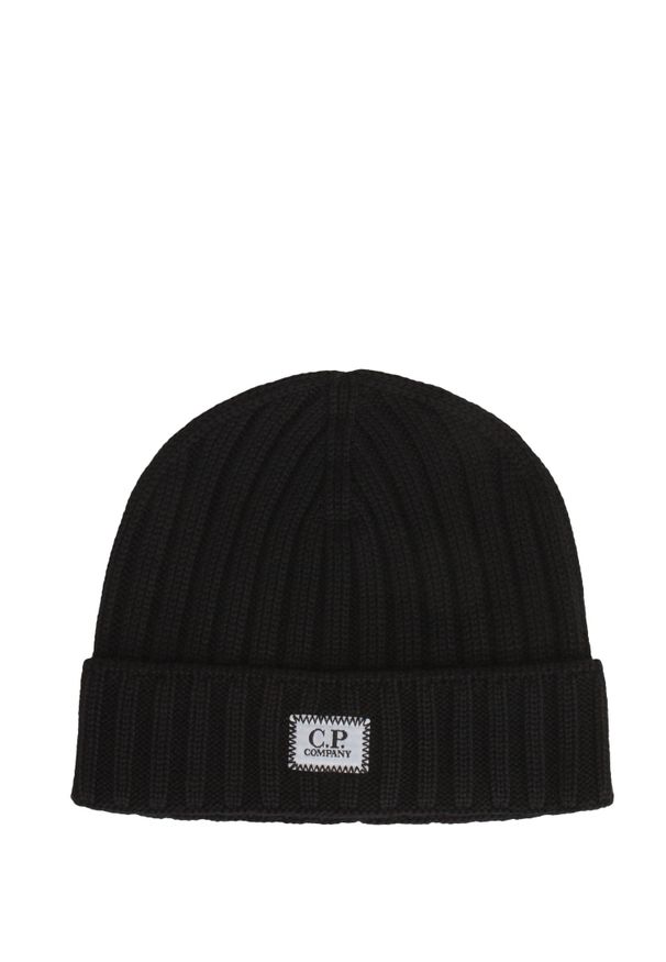 CP Company - Wełniana czapka C.P. Company ACCESSORIES KNIT CAP. Materiał: wełna. Wzór: aplikacja