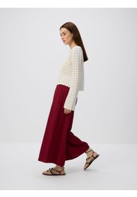 Reserved - Spodnie z wiskozą - bordowy. Kolor: czerwony. Materiał: wiskoza #1
