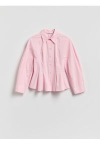 Reserved - Koszula z baskinką - pastelowy róż. Kolor: różowy. Materiał: tkanina, bawełna #1