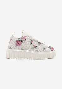 Born2be - Wielokolorowe Ażurowe Sneakersy Vices na Grubej Podeszwie z Tłoczeniem Luminise. Nosek buta: okrągły. Zapięcie: sznurówki. Kolor: wielokolorowy. Materiał: materiał. Wzór: ażurowy. Sezon: lato. Obcas: na obcasie. Wysokość obcasa: średni #5