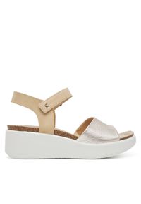 ecco - ECCO Sandały Flowt Wedge 27231360704 Złoty. Kolor: złoty. Materiał: skóra