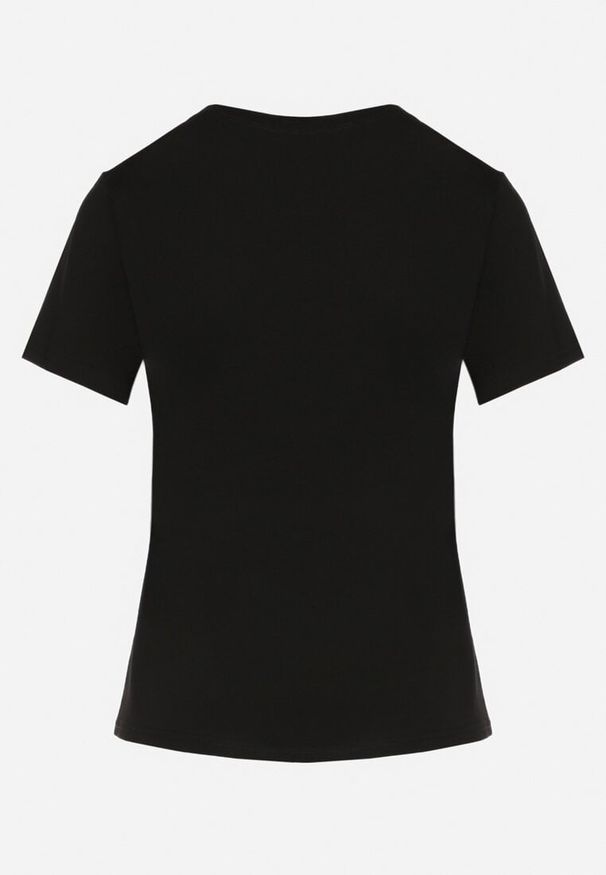 Born2be - Czarny Klasyczny T-shirt z Bawełny Lorali. Okazja: na co dzień, na spacer. Kolor: czarny. Materiał: bawełna. Wzór: gładki. Styl: klasyczny