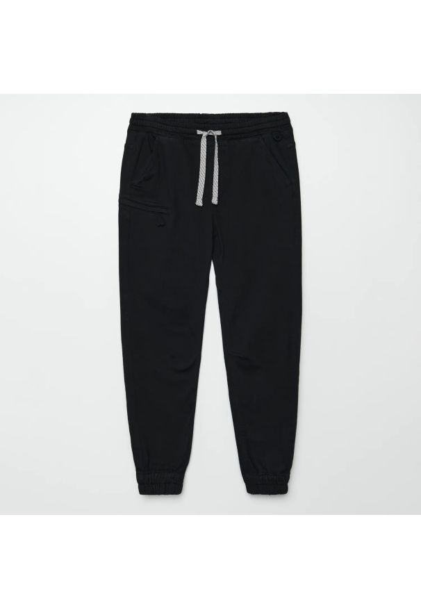 Cropp - Spodnie jogger - Czarny. Kolor: czarny. Materiał: bawełna, tkanina