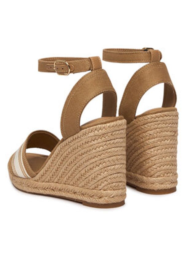 TOMMY HILFIGER - Tommy Hilfiger Espadryle High Wedge Espad Webbing FW0FW09342 Beżowy. Kolor: beżowy. Materiał: materiał