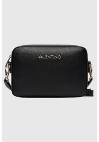 Valentino by Mario Valentino - VALENTINO Czarna torebka Alexia Camera Bag. Kolor: czarny. Wzór: paski. Styl: klasyczny #1