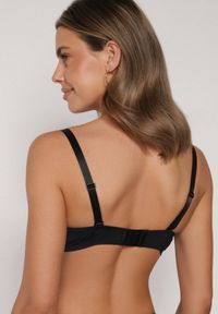 Born2be - Czarny Biustonosz z Koronką i Sercem z Cyrkonii Coratune. Kolor: czarny. Materiał: koronka. Wzór: koronka #4