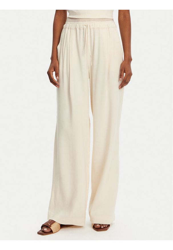 Marella Spodnie materiałowe Fred 2513131085 Écru Wide Leg. Materiał: len, wiskoza