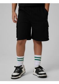 4f - 4F Spodenki dresowe chłopięce - czarne 146 (10-11 lat). Okazja: na co dzień. Kolor: czarny. Materiał: dresówka. Sezon: lato. Styl: casual #2