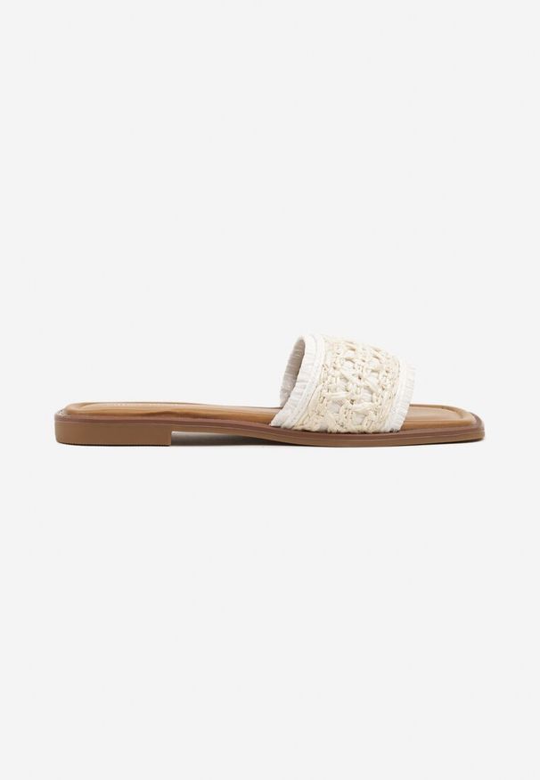 Born2be - Beżowe Klapki w Stylu Boho Nimietta. Okazja: na co dzień. Kolor: beżowy. Wzór: aplikacja, paski. Sezon: lato. Obcas: na obcasie. Styl: boho