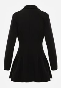 Born2be - Czarna Sukienka o Kroju Marynarki VICES z Poduszkami w Ramionach Serlina. Okazja: na co dzień. Kolor: czarny. Styl: elegancki, klasyczny, casual #6