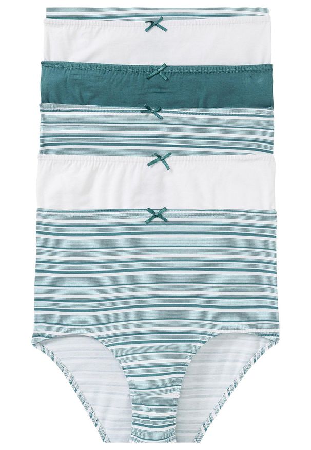 bonprix - Figi z wysoką talią (6 par). Kolor: niebieski. Wzór: gładki, paski