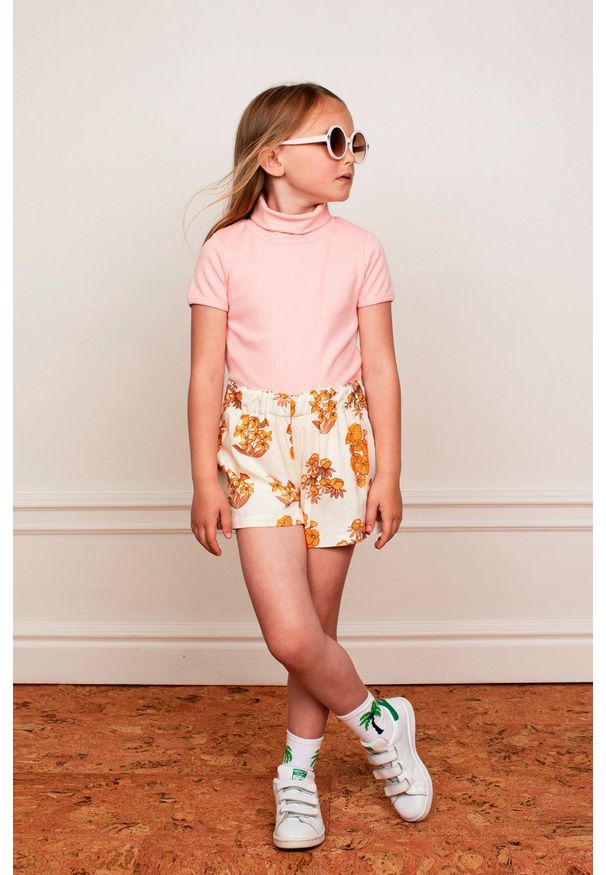 Mini Rodini szorty bawełniane dziecięce kolor beżowy wzorzyste. Okazja: na co dzień. Stan: podwyższony. Kolor: beżowy. Materiał: bawełna. Styl: casual