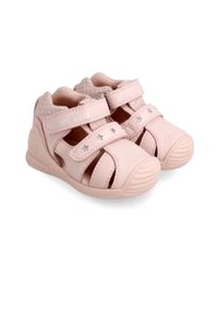 Biomecanics sandały skórzane dziecięce kolor różowy. Nosek buta: okrągły. Zapięcie: rzepy. Kolor: różowy. Materiał: skóra #3