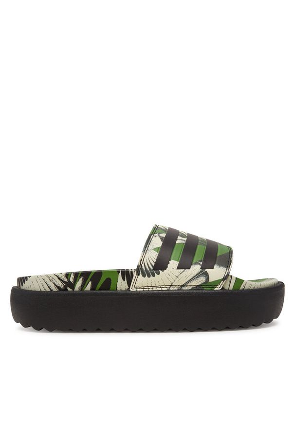 Adidas - Klapki adidas. Kolor: zielony. Obcas: na platformie