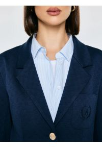 Big-Star - Marynarka damska slim granatowa Norbia 403. Okazja: na spotkanie biznesowe, do pracy. Kolor: niebieski. Materiał: tkanina, wiskoza, materiał. Długość: krótkie. Styl: biznesowy, elegancki, klasyczny #8