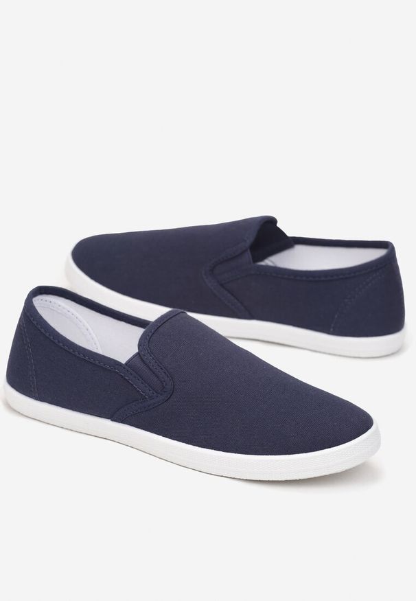 Born2be - Granatowe Wsuwane Tenisówki Materiałowe Kalaiya. Okazja: na co dzień. Zapięcie: bez zapięcia. Kolor: niebieski. Materiał: materiał. Styl: casual