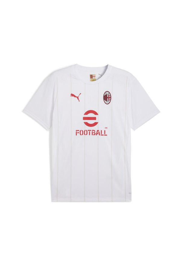Puma - Męska koszulka przedmeczowa AC Milan PUMA White Putty Beige. Kolor: biały, wielokolorowy, beżowy