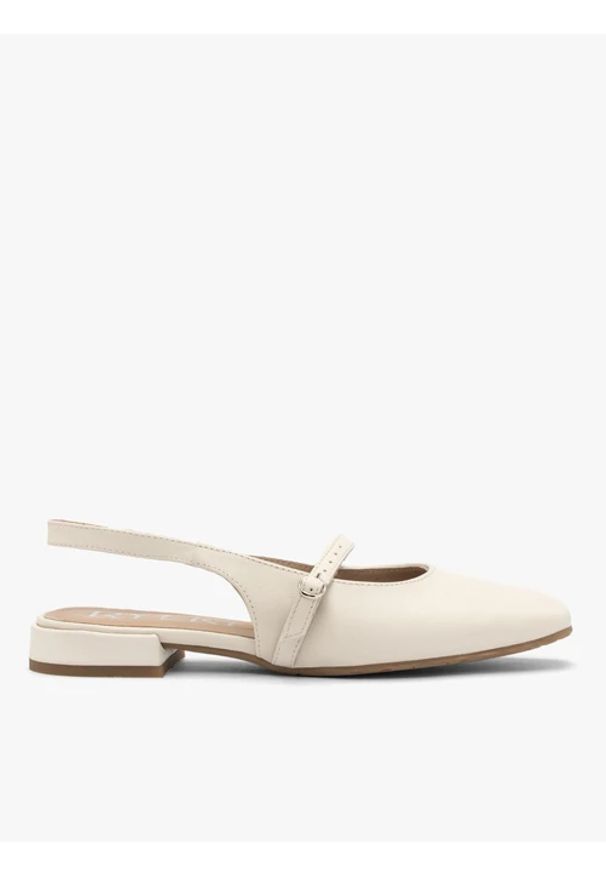 Ryłko - Kremowe czółenka slingback. Zapięcie: pasek. Kolor: beżowy. Materiał: skóra. Obcas: na obcasie. Styl: street, elegancki. Wysokość obcasa: średni