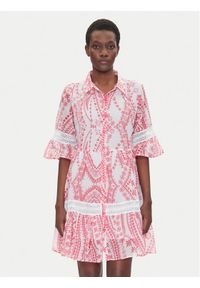 Iconique Sukienka koszulowa IC25-039 Różowy Relaxed Fit. Kolor: różowy. Materiał: bawełna. Typ sukienki: koszulowe #1