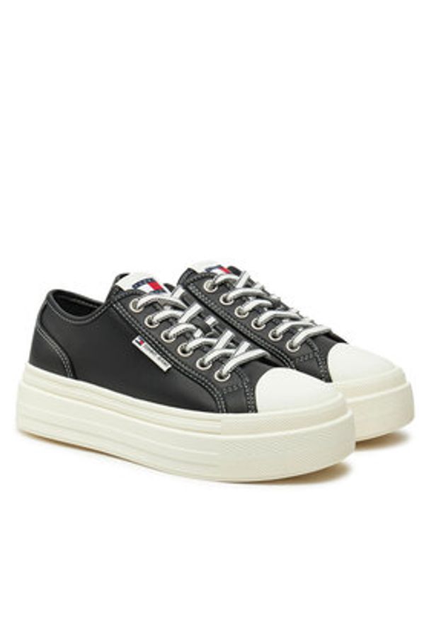Tommy Jeans Trampki Foxing EN0EN02714 Czarny. Kolor: czarny. Materiał: skóra