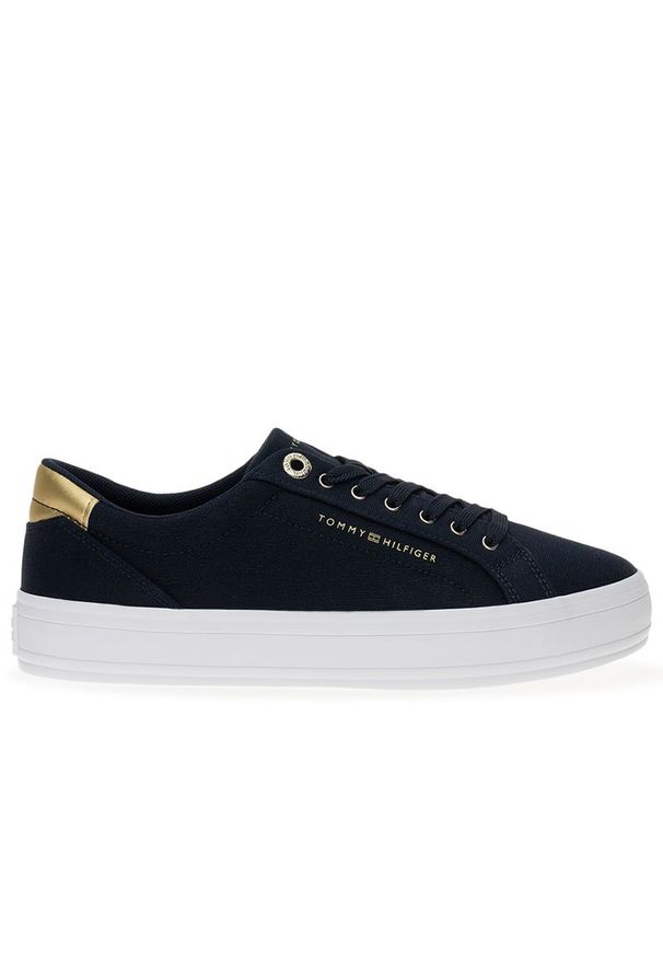 TOMMY HILFIGER - Buty Tommy Hilfiger Essential Vulc Canvas FW0FW07682-DW6 - granatowe. Okazja: na co dzień. Kolor: niebieski. Materiał: bawełna, poliester, tkanina, guma. Szerokość cholewki: normalna