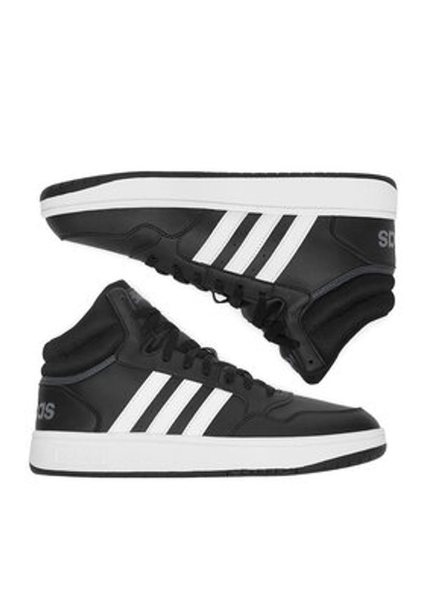 Adidas - adidas Sneakersy HOOPS 3.0 MID GW3020 Czarny. Kolor: czarny. Materiał: materiał