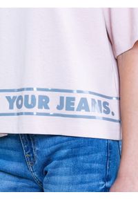 Big-Star - Koszulka dziewczęca z błyszczącym nadrukiem Hildori 600. Okazja: na co dzień. Kolor: różowy. Materiał: jeans, bawełna. Długość rękawa: krótki rękaw. Długość: krótkie. Wzór: nadruk. Styl: casual, młodzieżowy #9