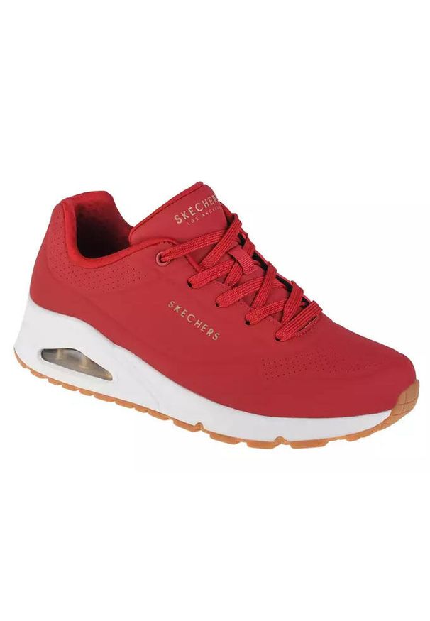 skechers - Buty na co dzień damskie SKECHERS UNO STAND ON AIR eko skóra. Okazja: na co dzień. Kolor: czerwony. Materiał: skóra. Szerokość cholewki: normalna. Wzór: gładki