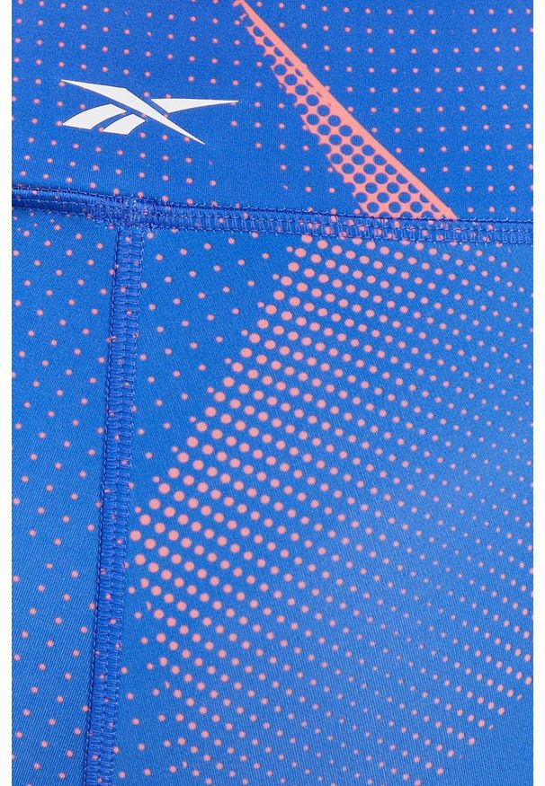 Reebok - Legginsy. Kolor: niebieski. Materiał: dzianina, skóra