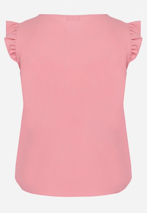 Born2be - Jasnoróżowy Top Koszulka bez Rękawów z Falbanką Vivolia. Kolor: różowy. Materiał: tkanina. Długość rękawa: bez rękawów. Sezon: lato