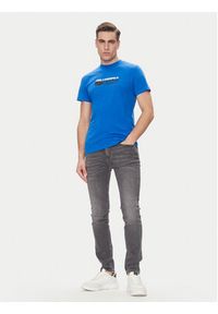 Karl Lagerfeld - KARL LAGERFELD T-Shirt A2M17074 Niebieski Regular Fit. Typ kołnierza: dekolt w karo. Kolor: niebieski. Materiał: syntetyk